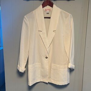 Vintage Boxy Block Island Petites By Marina Pappas  White Blazer size 8